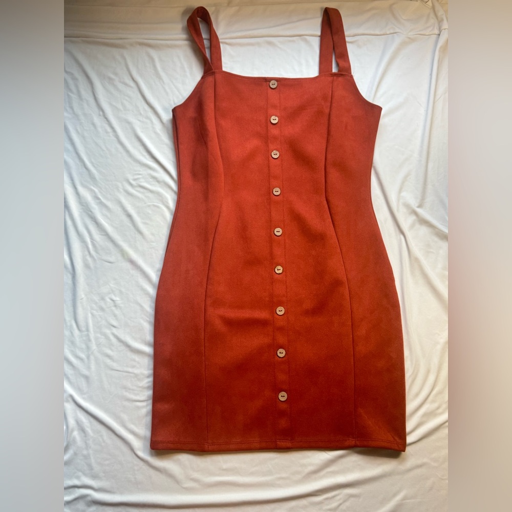 iris Rust-Orange Button-Front Mini Dress